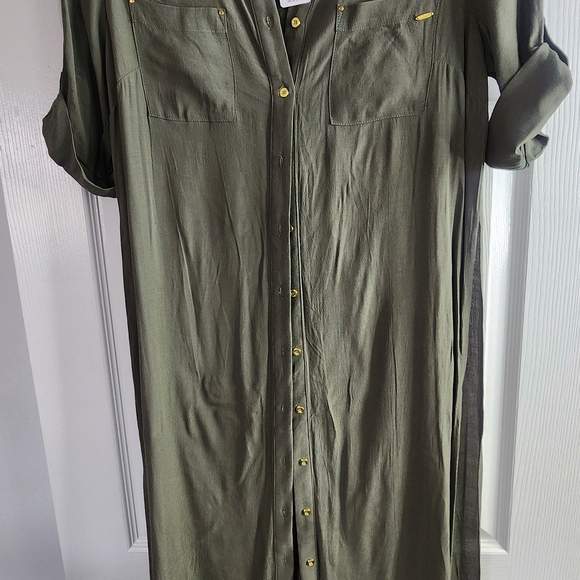 Bebe Olive Top/dress  with Gold Accents - Picture 2 of 4